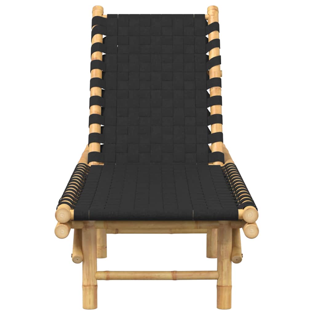 fekete szövött bambusz napozóágy 55 x 200 x 30 cm