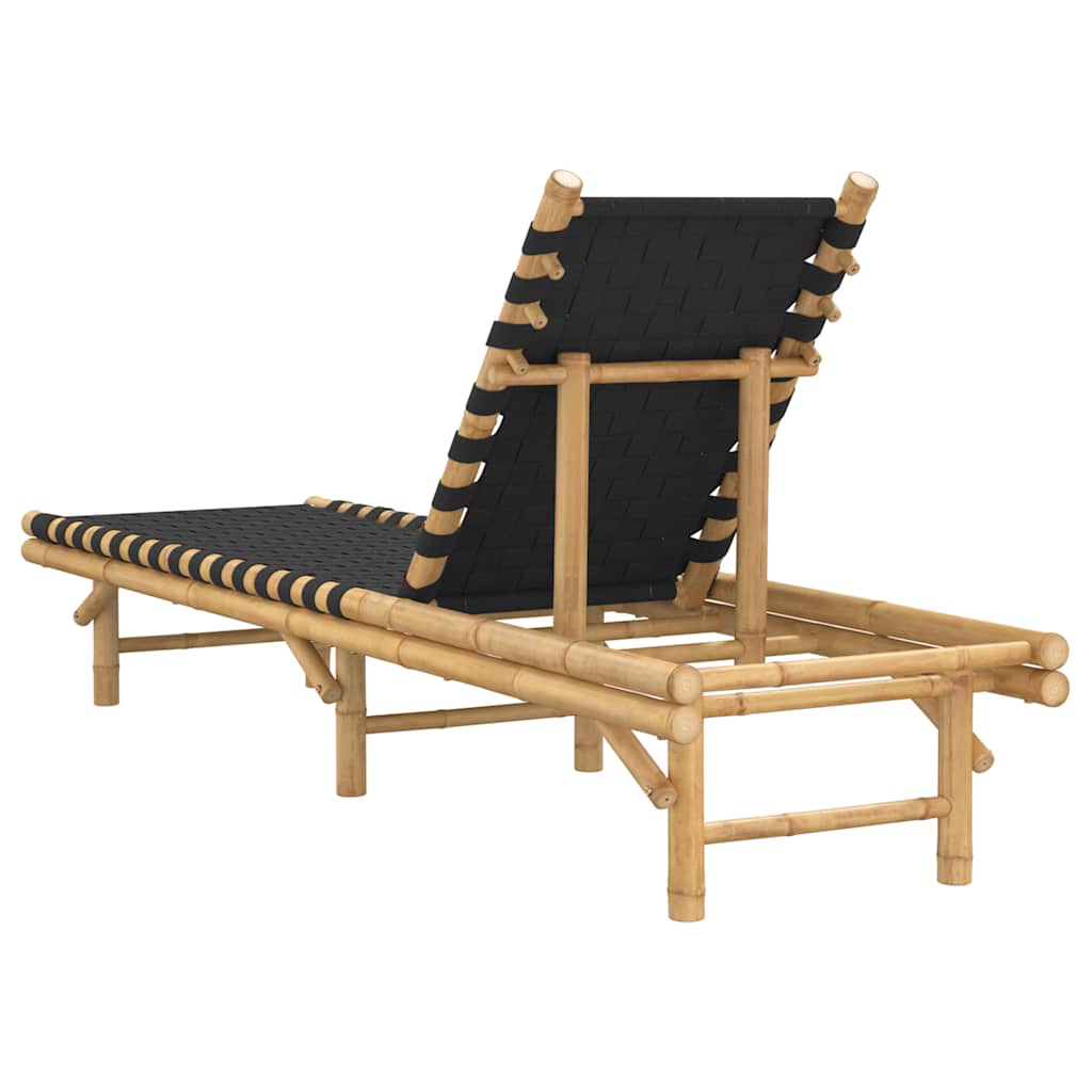 fekete szövött bambusz napozóágy 55 x 200 x 30 cm