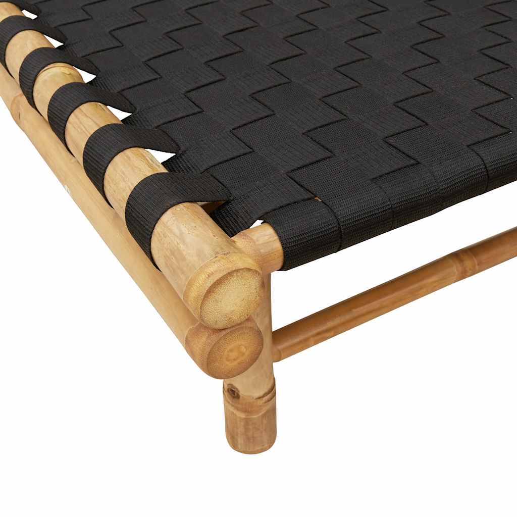 fekete szövött bambusz napozóágy 55 x 200 x 30 cm