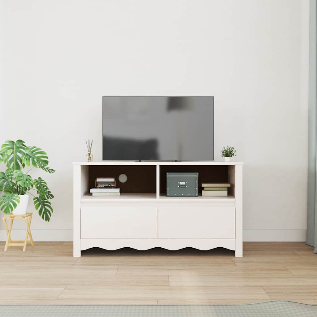 TV szekrény fiókkal Drammen Fehér 99 x 43 x 55 cm Tömör fenyőfa