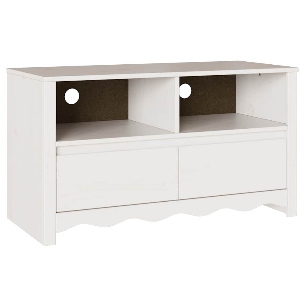 TV szekrény fiókkal Drammen Fehér 99 x 43 x 55 cm Tömör fenyőfa