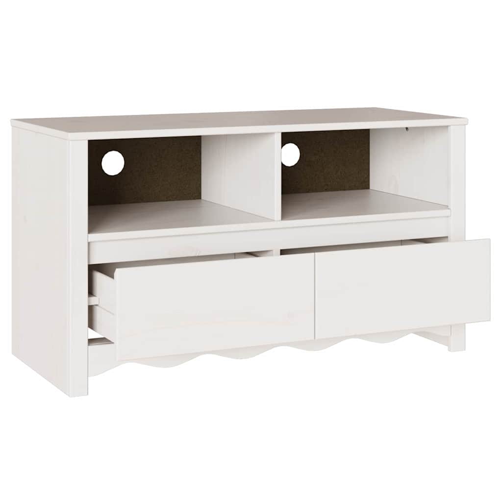 TV szekrény fiókkal Drammen Fehér 99 x 43 x 55 cm Tömör fenyőfa