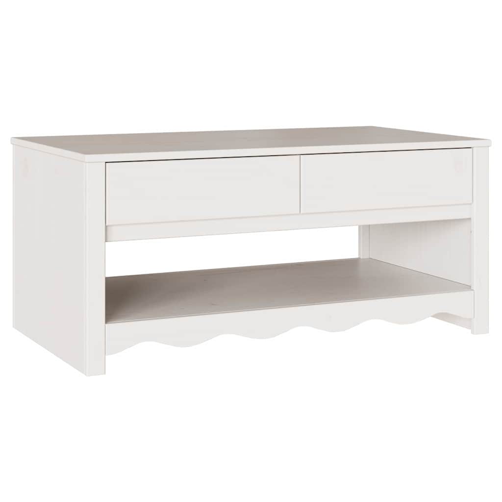 Dohányzóasztal Drammen Fehér 99 x 55 x 45 cm Tömör fenyőfa