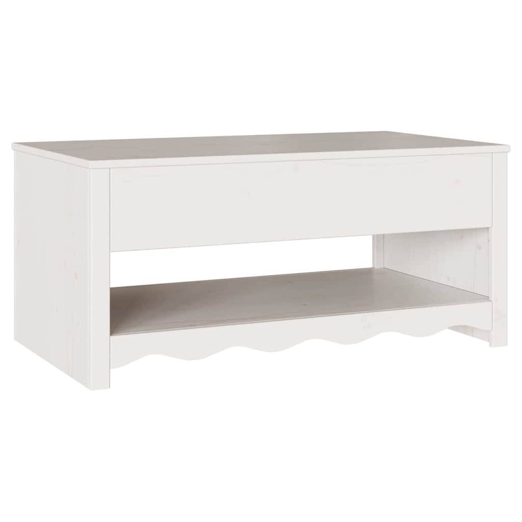 Dohányzóasztal Drammen Fehér 99 x 55 x 45 cm Tömör fenyőfa
