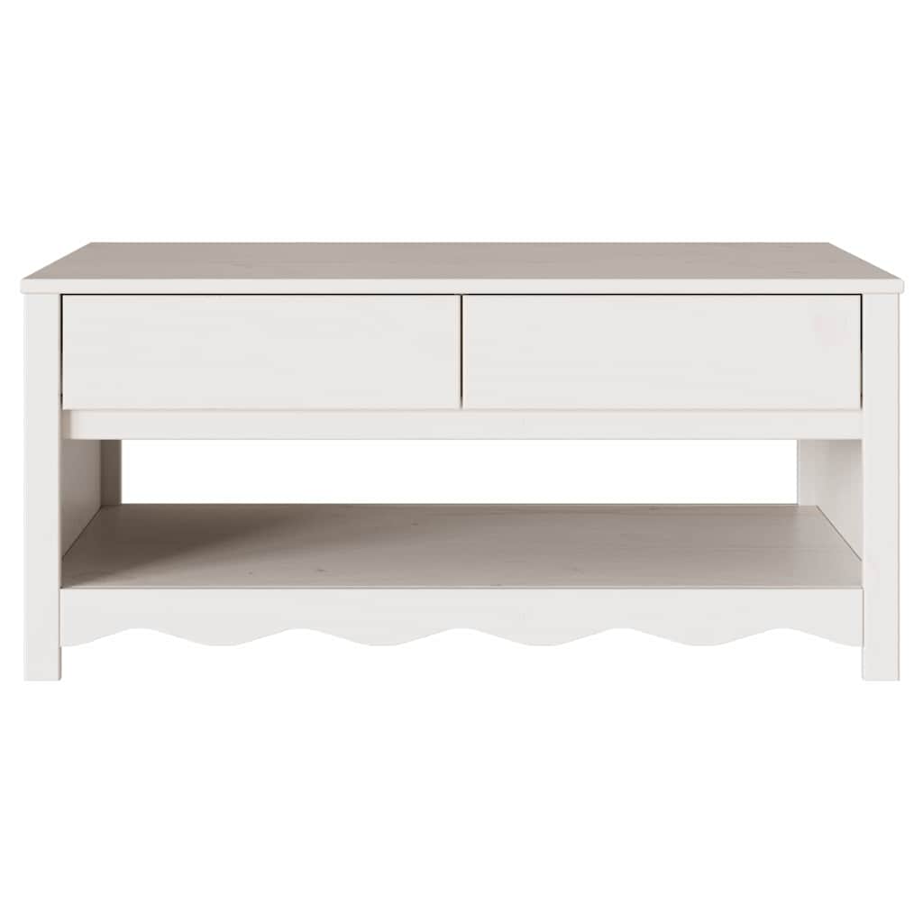Dohányzóasztal Drammen Fehér 99 x 55 x 45 cm Tömör fenyőfa