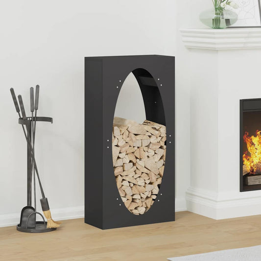 fekete hidegen hengerelt acél tűzifatároló 50x23x100 cm