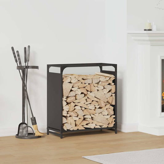 fekete hidegen hengerelt acél tűzifatároló 60x28x65 cm