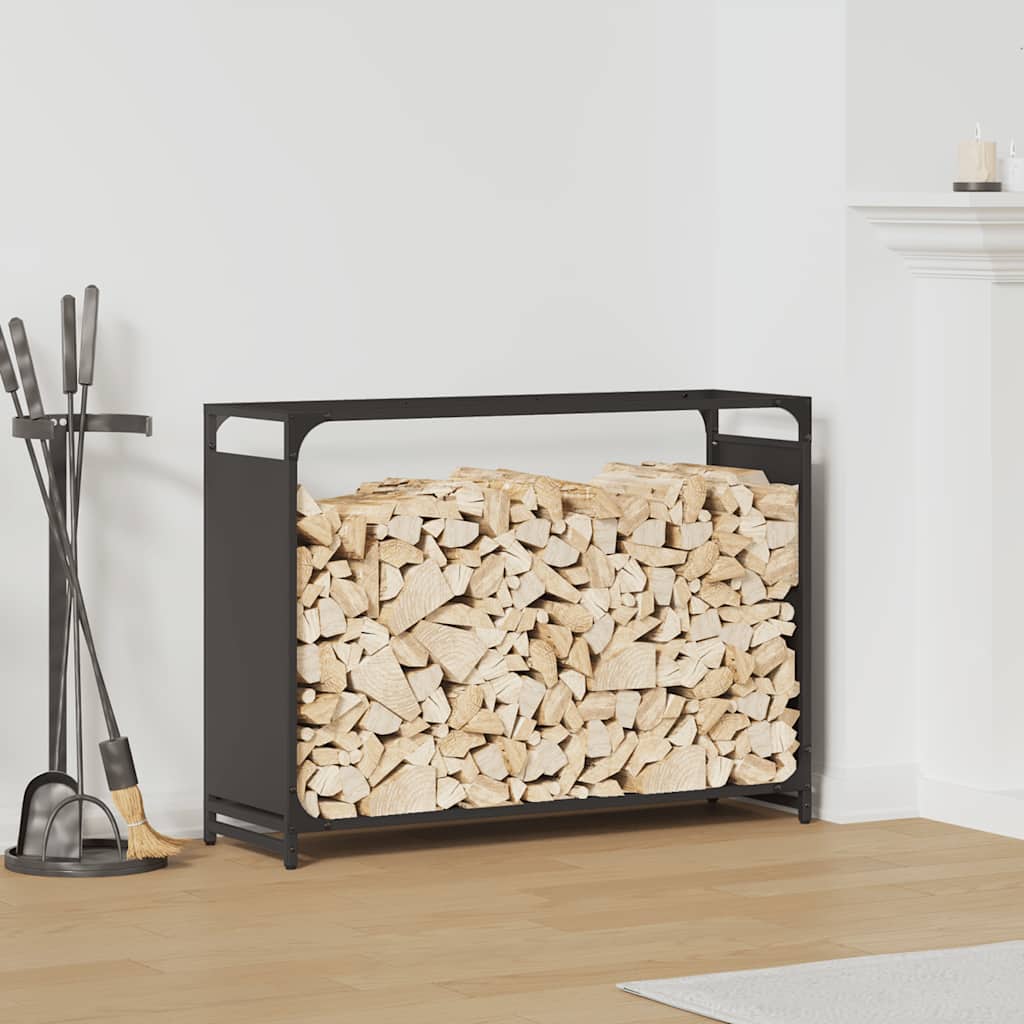 fekete hidegen hengerelt acél tűzifatároló 90x28x65 cm