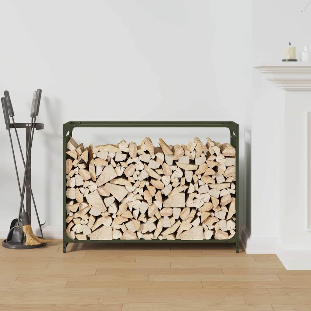 olívazöld hidegen hengerelt acél tűzifatároló 90x28x65 cm