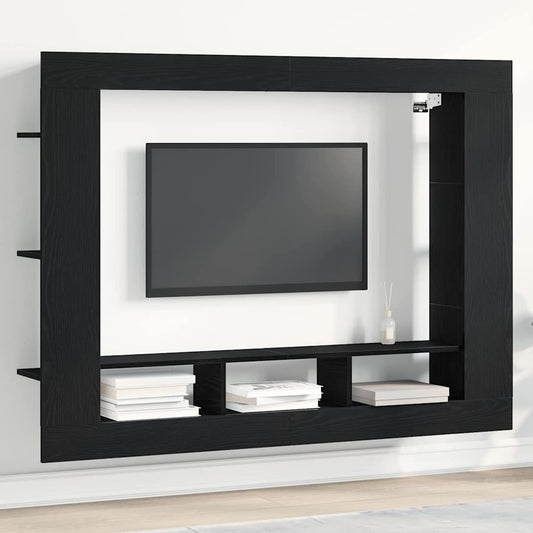 TV szekrény Musta tammi 152 x 22 x 113 cm Faanyag