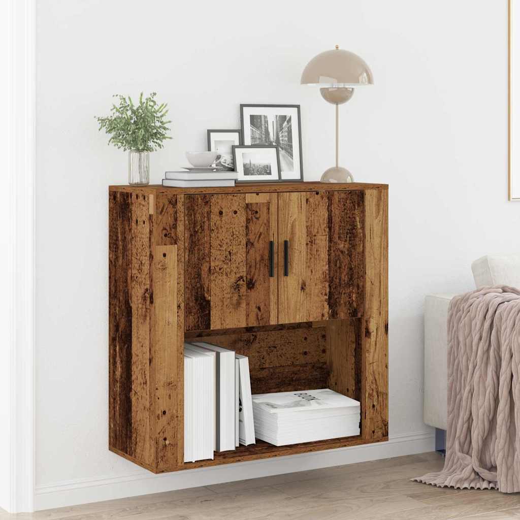 Fali Szekrény polcokkal Öreg fa 80 x 33 x 80 cm Szerelt Fa
