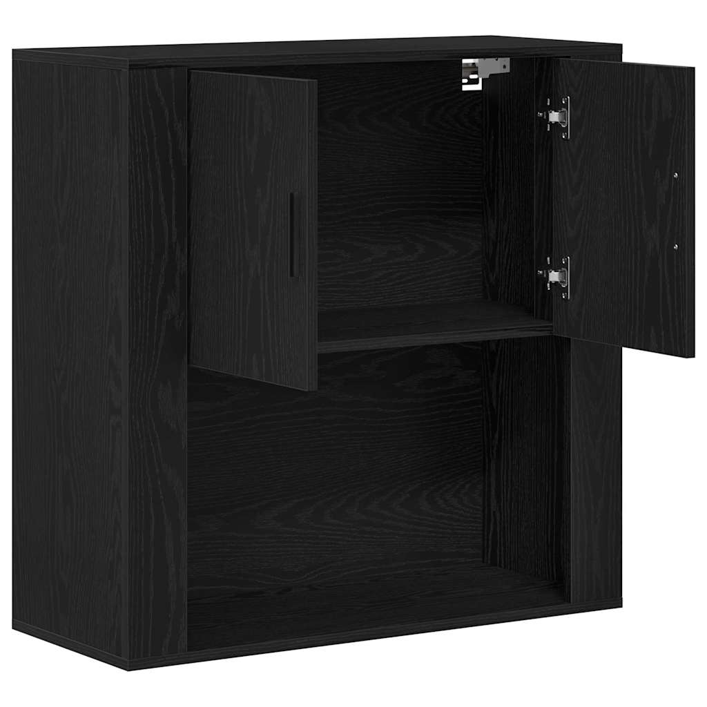 Fali Szekrény polcokkal Fekete tölgy 80 x 33 x 80 cm Szerelt Fa