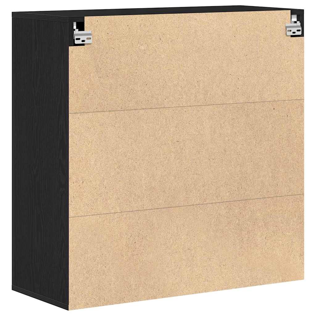 Fali Szekrény polcokkal Fekete tölgy 80 x 33 x 80 cm Szerelt Fa