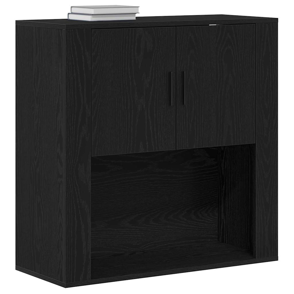 Fali Szekrény polcokkal Fekete tölgy 80 x 33 x 80 cm Szerelt Fa