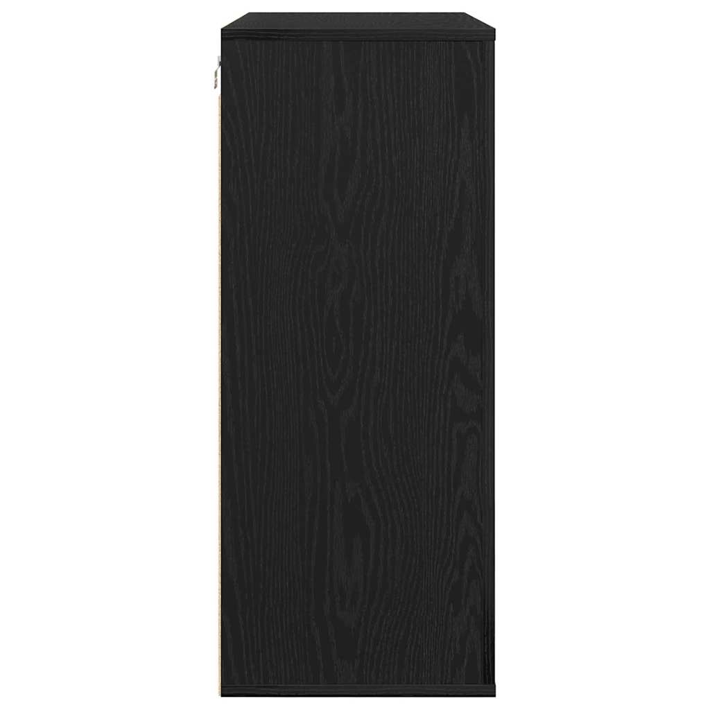 Fali Szekrény polcokkal Fekete tölgy 80 x 33 x 80 cm Szerelt Fa