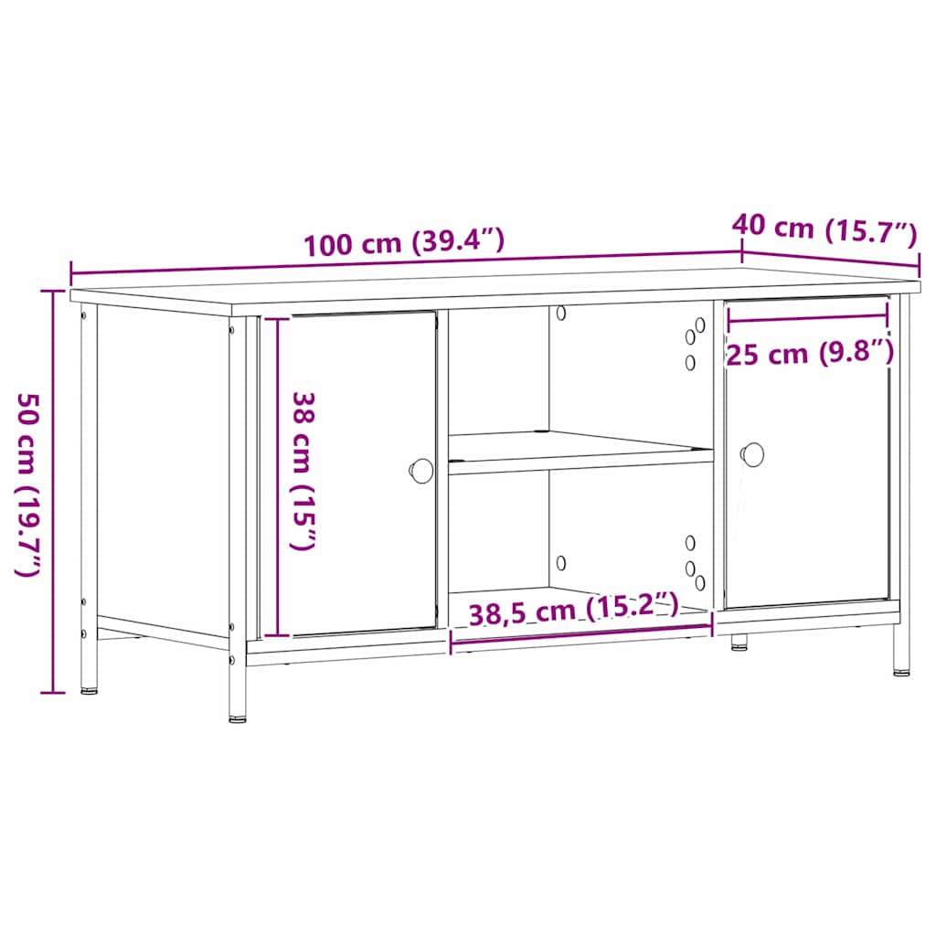 TV szekrény 100 x 40 x 50 cm Régi fa Szerelt fa