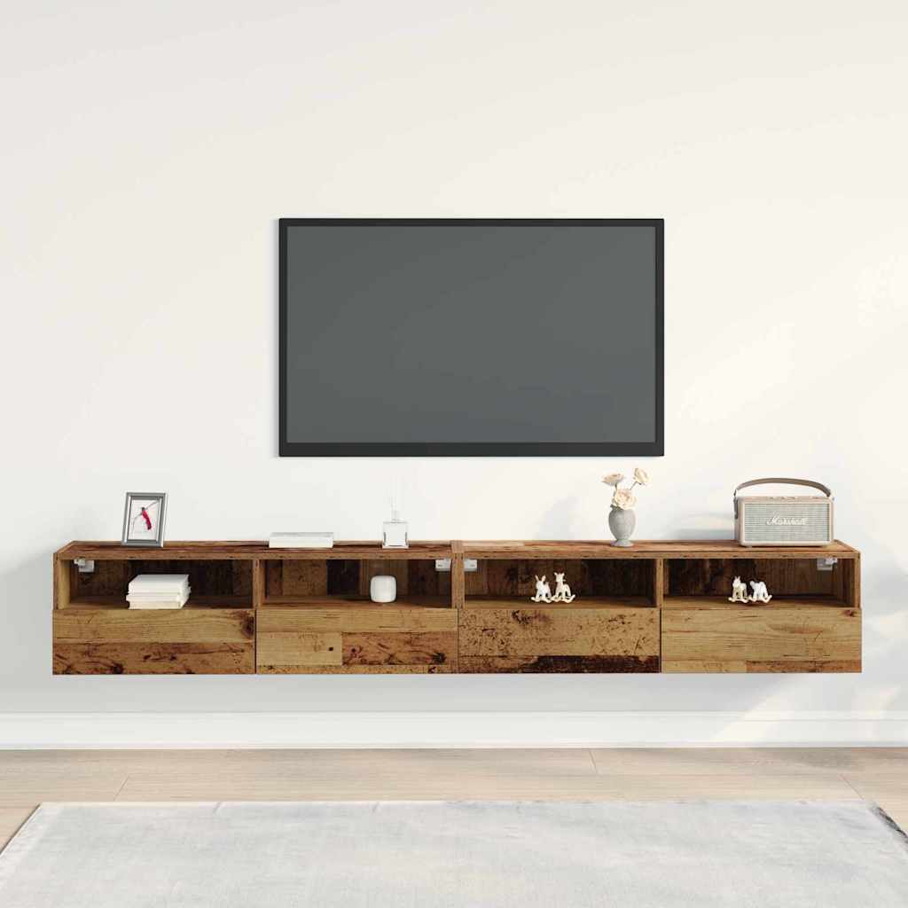 TV Fali Szekrény 2 pcs Öreg fa 100 x 30 x 30 cm Faanyag