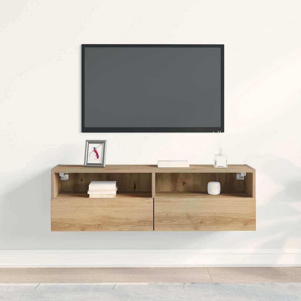 TV Fali Szekrény 100 x 30 x 30 cm kézműves tölgy Szerelt Fa