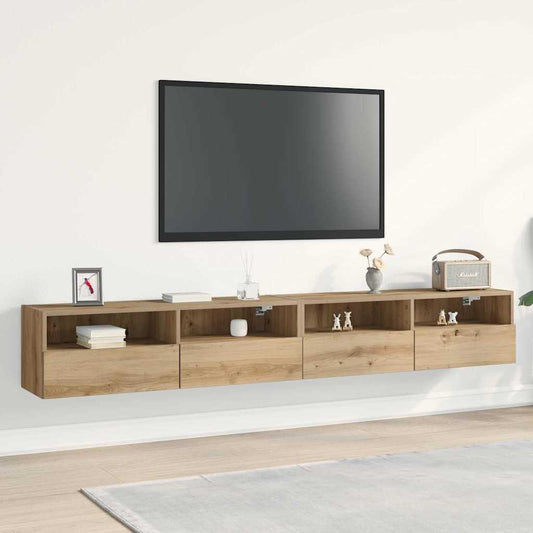 TV Fali Szekrény 2 pcs kézműves tölgy 100 x 30 x 30 cm Faanyag