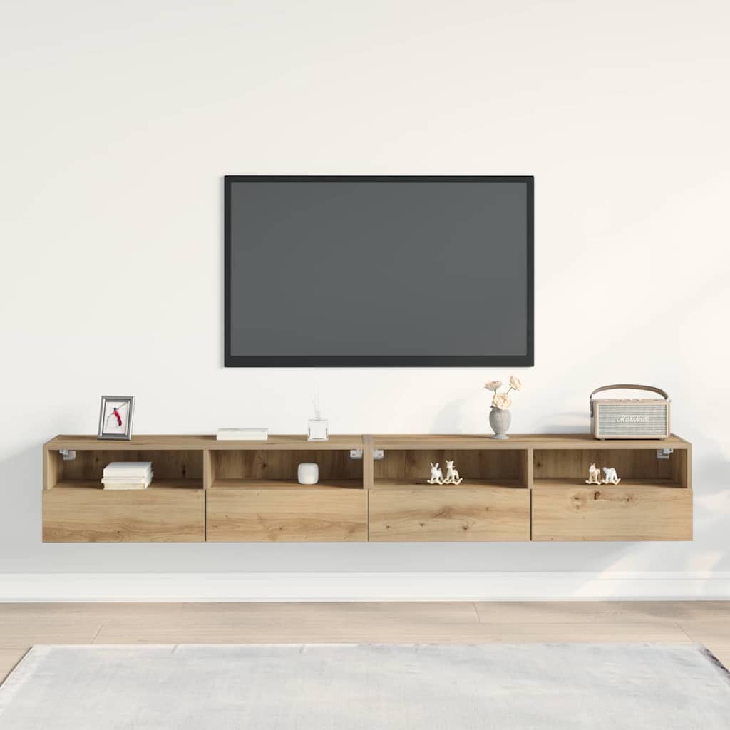 TV Fali Szekrény 2 pcs kézműves tölgy Szerelt Fa