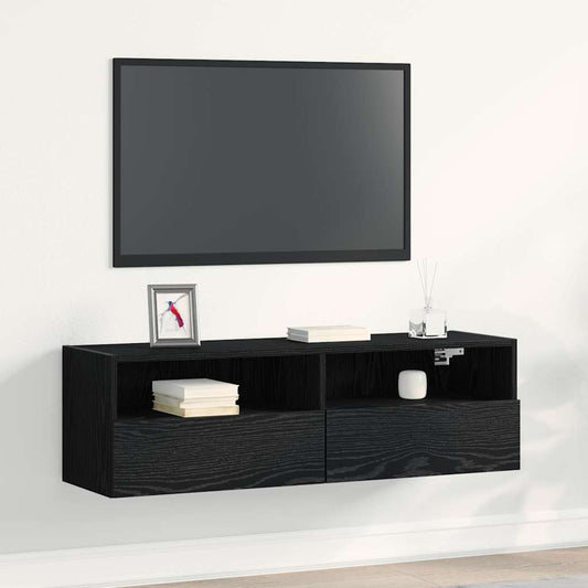 TV Fali Szekrény Fekete tölgy 100 x 30 x 30 cm Faanyag