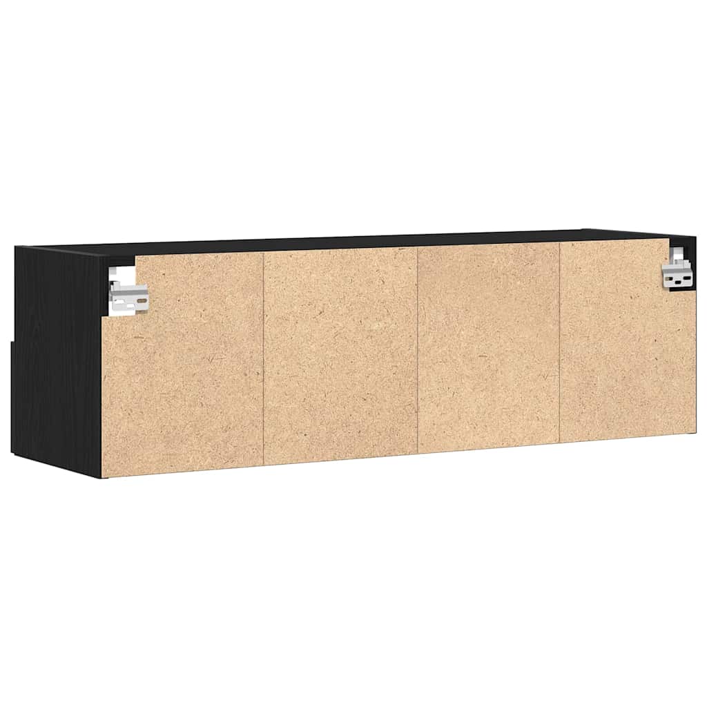 TV Fali Szekrény 100 x 30 x 30 cm Fekete tölgy Szerelt Fa