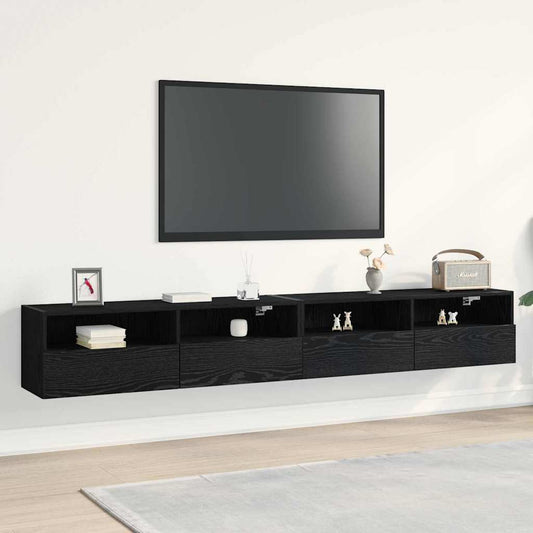TV Fali Szekrény 2 pcs Musta tammi 100 x 30 x 30 cm Faanyag