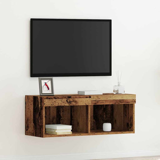 TV szekrény garnitúra leddel Régi fa 80 x 30 x 30 cm Faanyag