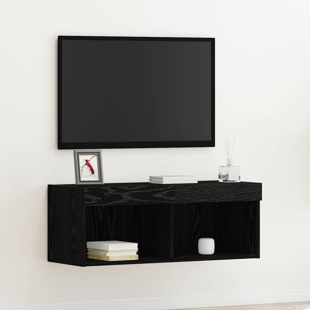 TV szekrény garnitúra 80 x 30 x 30 cm Fekete tölgy Szerelt Fa