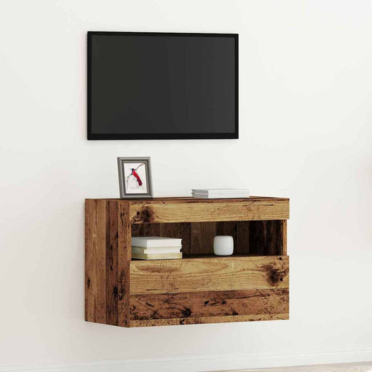 TV Fali Szekrény LED-del Régi fa 60 x 30 x 40 cm Faanyag