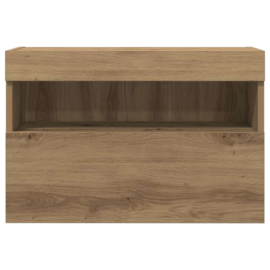 TV Fali Szekrény LED-del kézműves tölgy 60 x 30 x 40 cm Faanyag