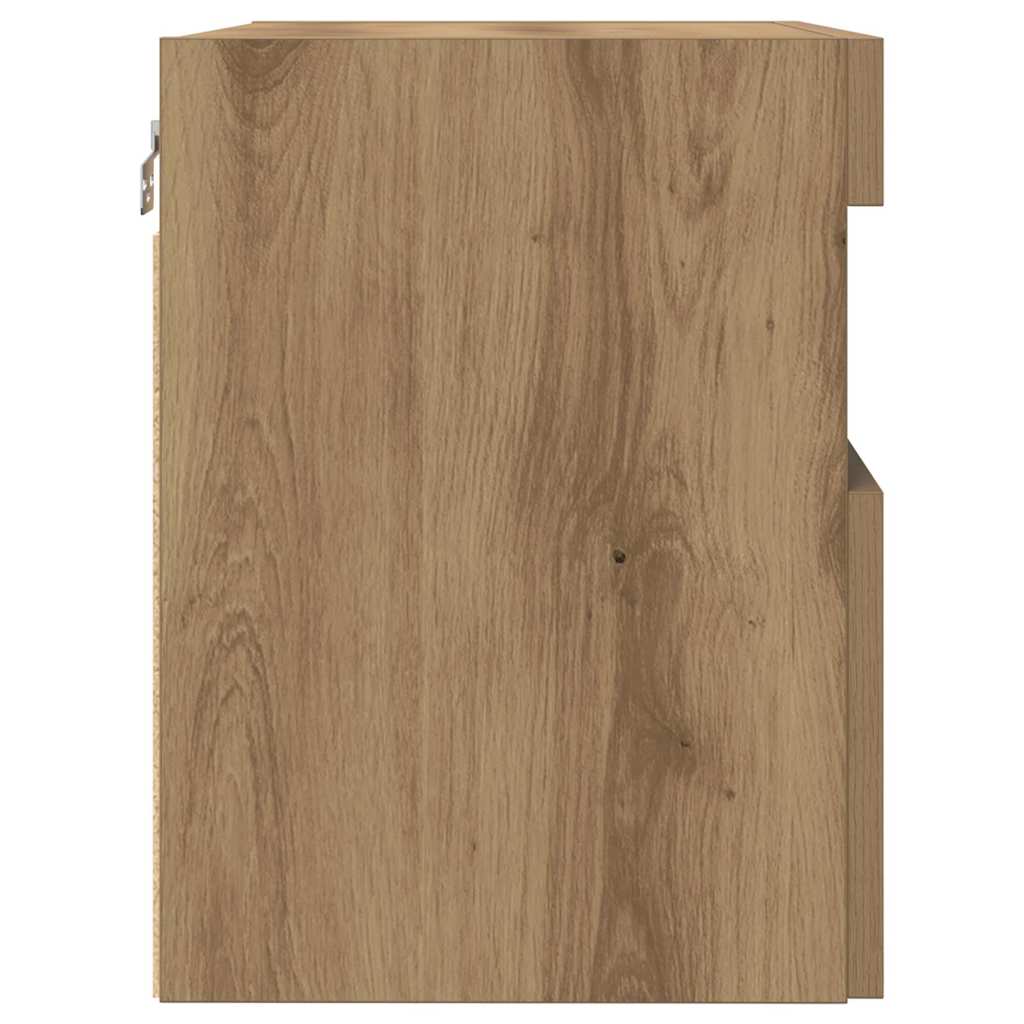 TV Fali Szekrény LED-del kézműves tölgy 60 x 30 x 40 cm Faanyag