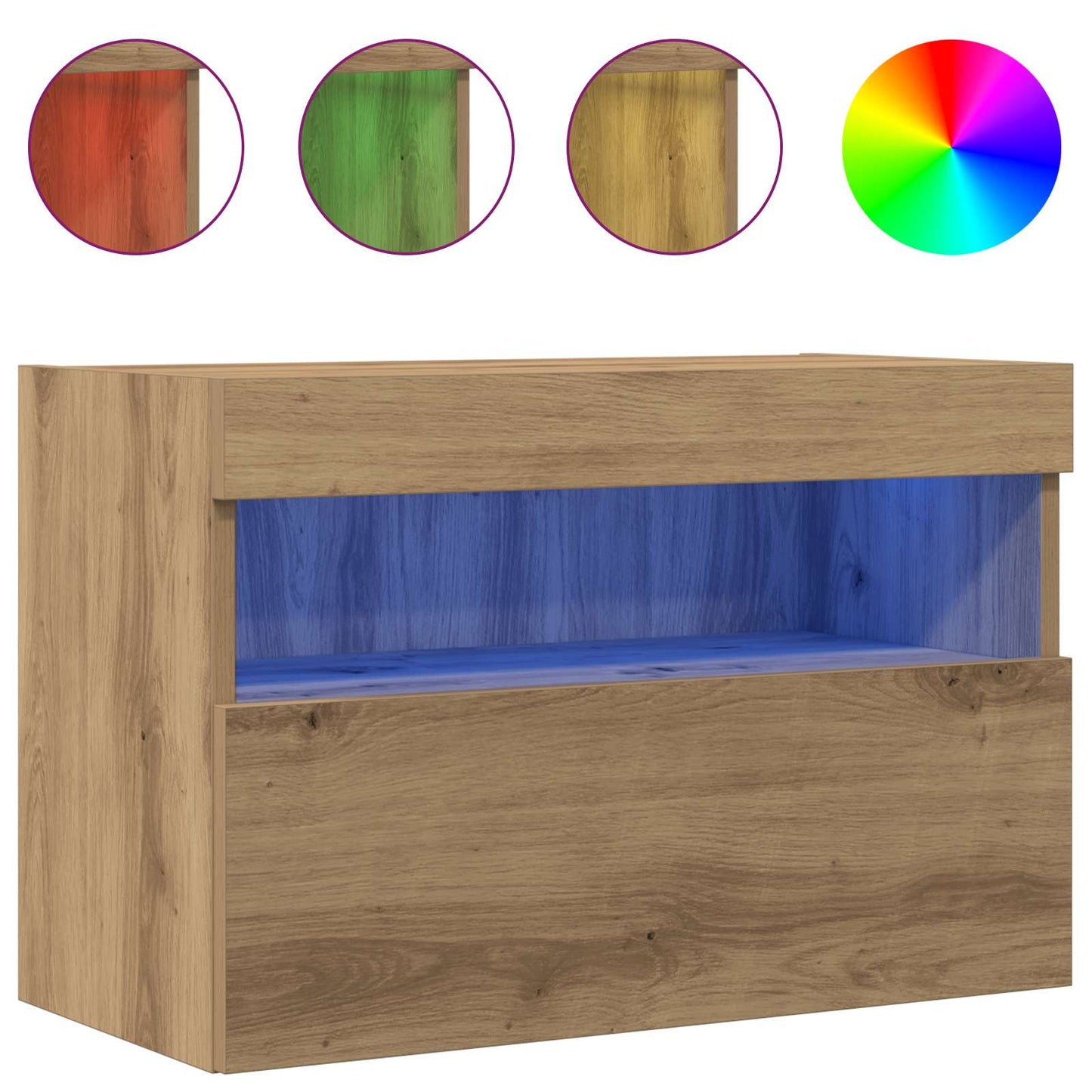 TV Fali Szekrény LED-del kézműves tölgy 60 x 30 x 40 cm Faanyag