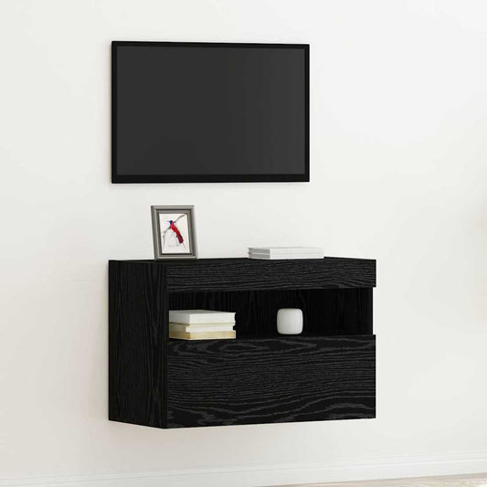 TV Fali Szekrény LED-del Musta tammi 60 x 30 x 40 cm Faanyag