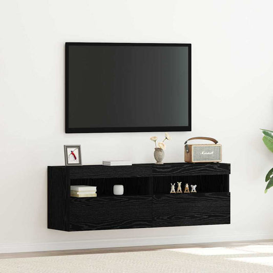 TV Fali Szekrény 2 pcs Musta tammi 60 x 30 x 40 cm Faanyag