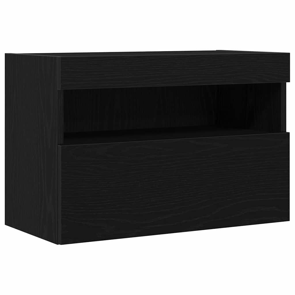 TV Fali Szekrény 2 pcs Musta tammi Szerelt Fa