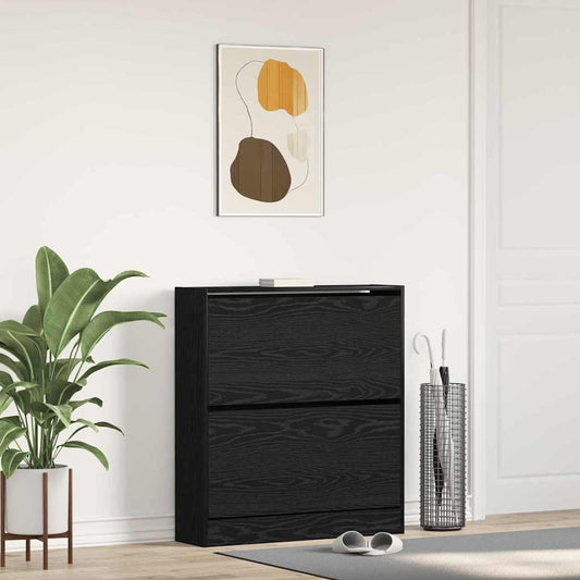 Cipőszekrény polcokkal Fekete tölgy 80 x 21 x 87,5 cm Faanyag