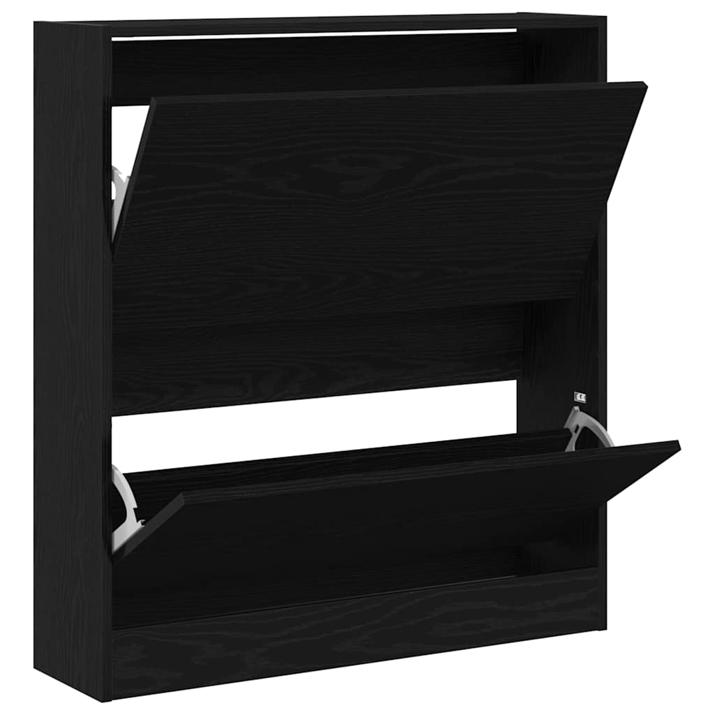 Cipőszekrény 80 x 21 x 87,5 cm Szerelt Fa Fekete tölgy