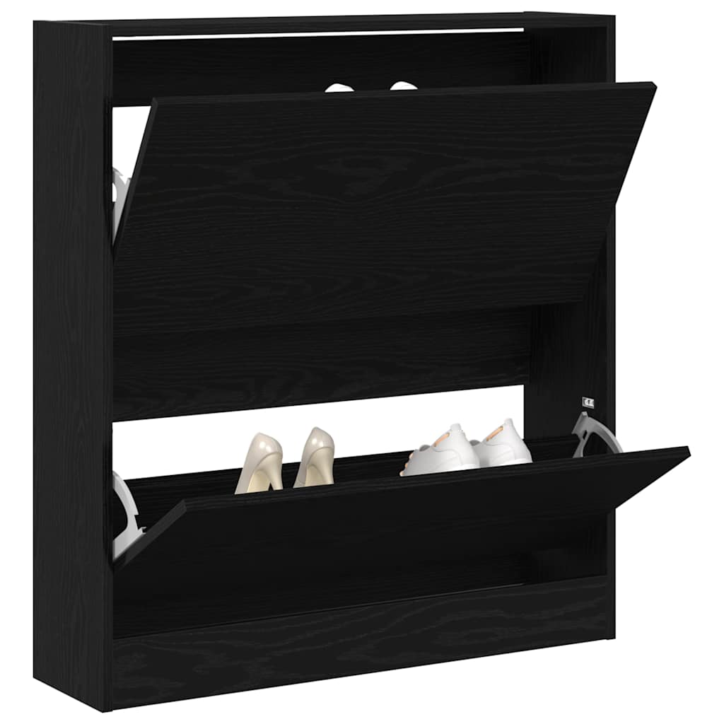 Cipőszekrény 80 x 21 x 87,5 cm Szerelt Fa Fekete tölgy
