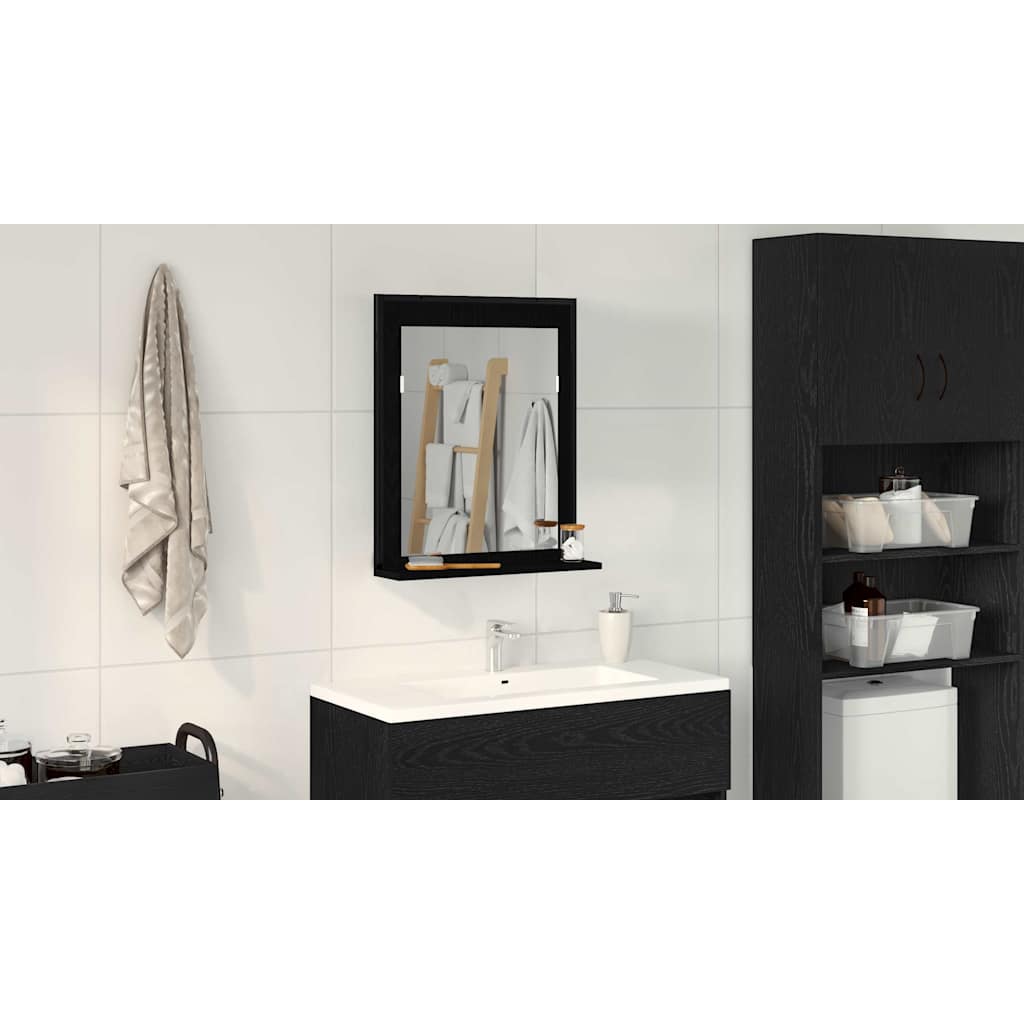 Tükör polcokkal Musta tammi 50 x 12 x 60 cm Üveg és Műszaki Fa