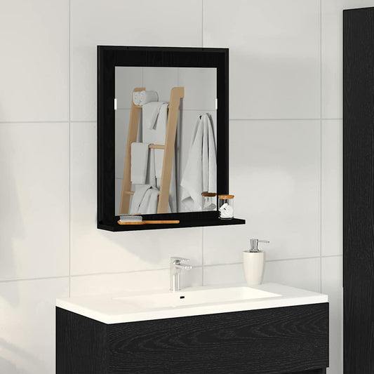 Tükör polcokkal Musta tammi 50 x 12 x 60 cm Üveg és Műszaki Fa