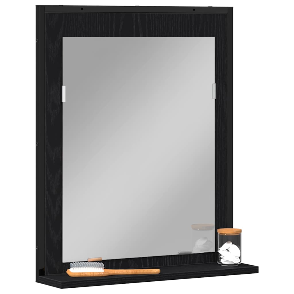 Tükör polcokkal Musta tammi 50 x 12 x 60 cm Üveg és Műszaki Fa