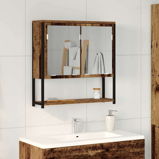 Tükörszekrény polcokkal ajtóval Öreg fa 60 x 16 x 60 cm Faanyag