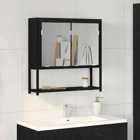 Tükörszekrény polcokkal Fekete tölgy 60 x 16 x 60 cm Faanyag