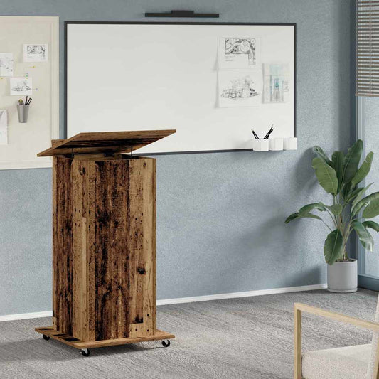 Pódium fiókkal polcokkal Öreg fa 55 x 55 x 107 cm Faanyag