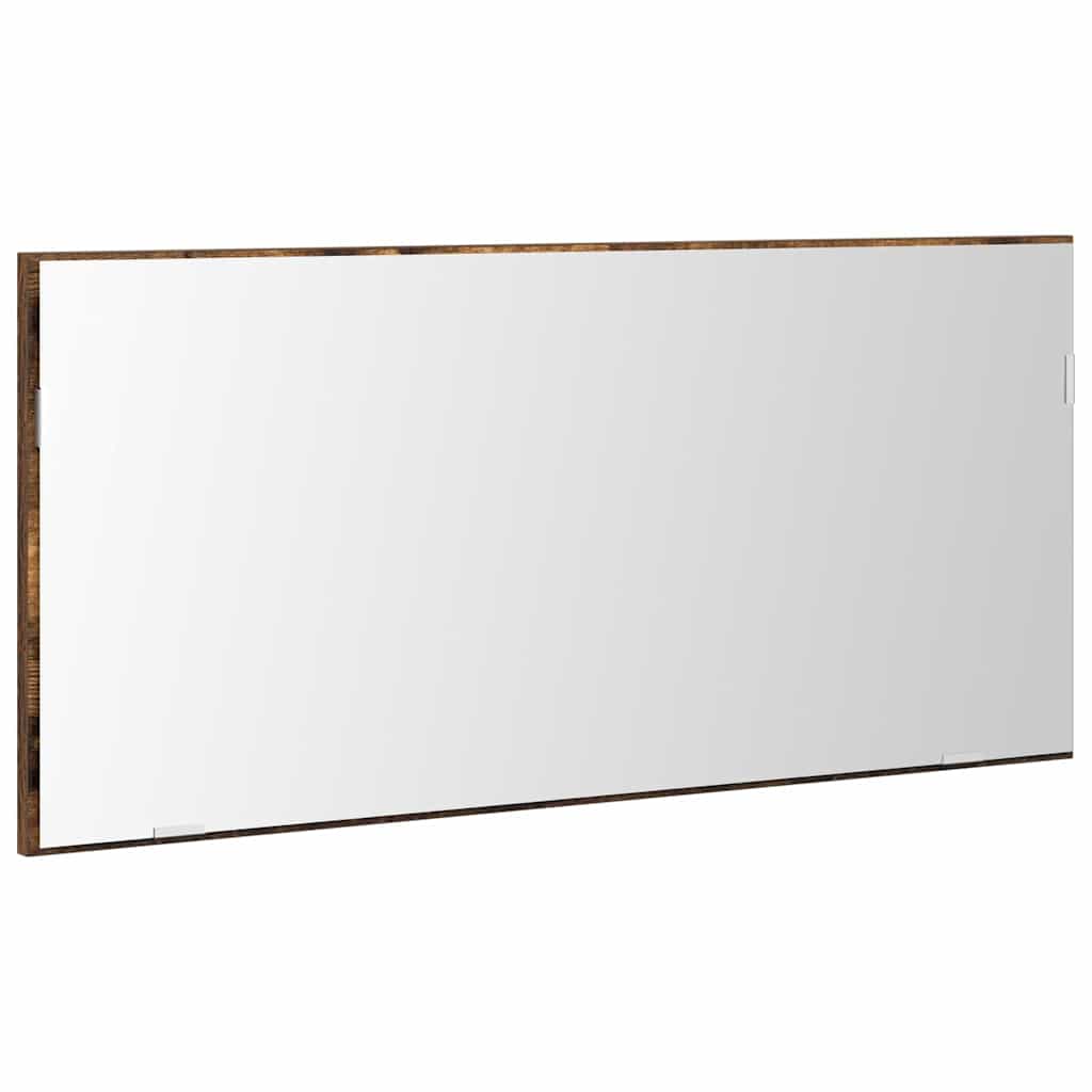 Tükör LED -es lámpákkal Barna 80 x 37 cm Üveg és Műszaki Fa