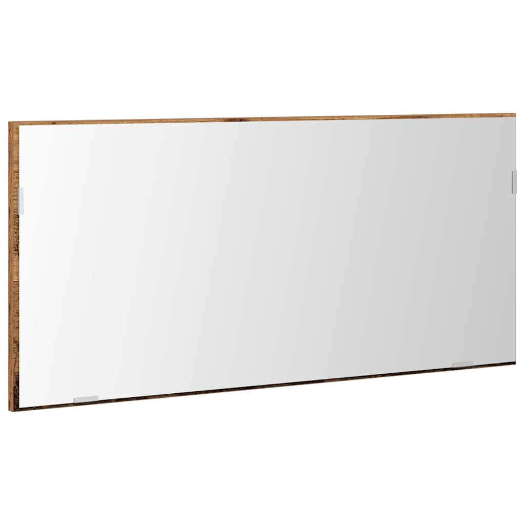 Tükör LED -es lámpákkal Régi fa 80 x 37 cm Üveg és Műszaki Fa