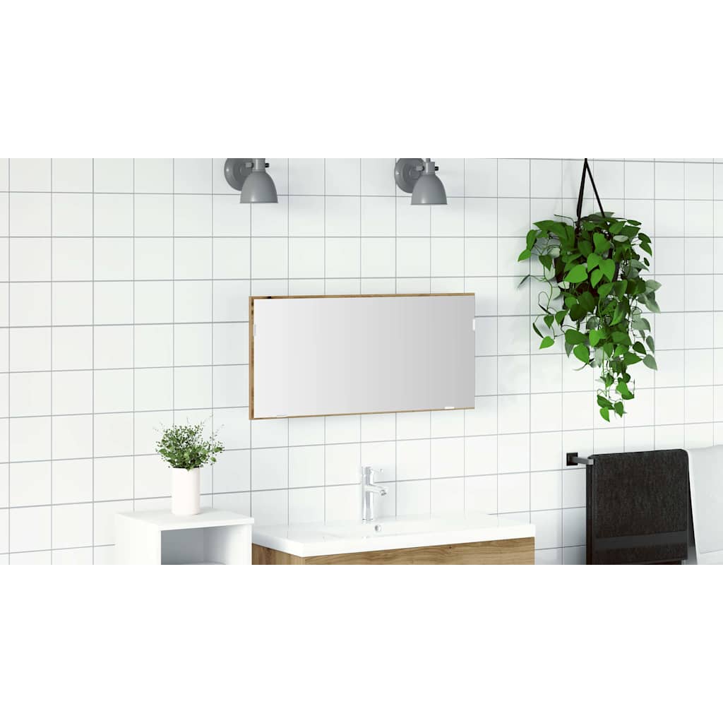 Tükör kézműves tölgy 80 x 37 cm Üveg és Műszaki Fa