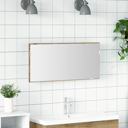 Tükör tükörrel kézműves tölgy 80 x 37 cm Üveg és Műszaki Fa