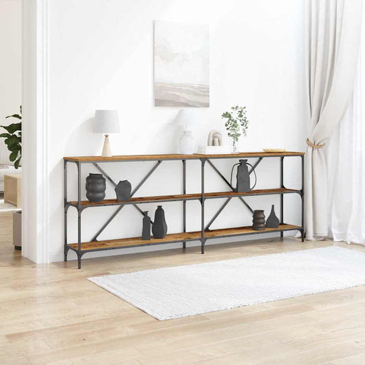 Konzolasztal polcokkal Öreg fa 200 x 30 x 75 cm Faanyag